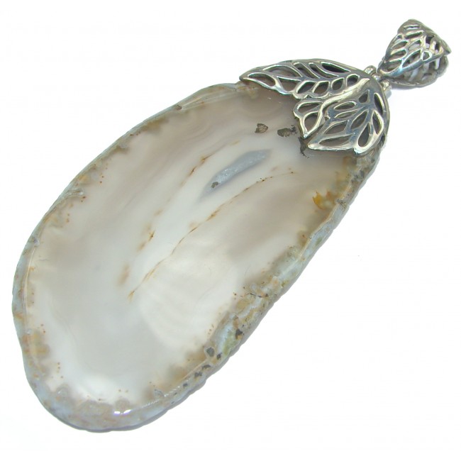 Huge Best Quality Authentic Botswana Agate .925 Sterling Silver handmade Pendant