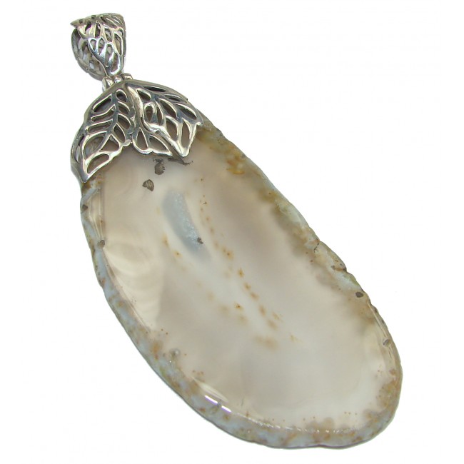 Huge Best Quality Authentic Botswana Agate .925 Sterling Silver handmade Pendant
