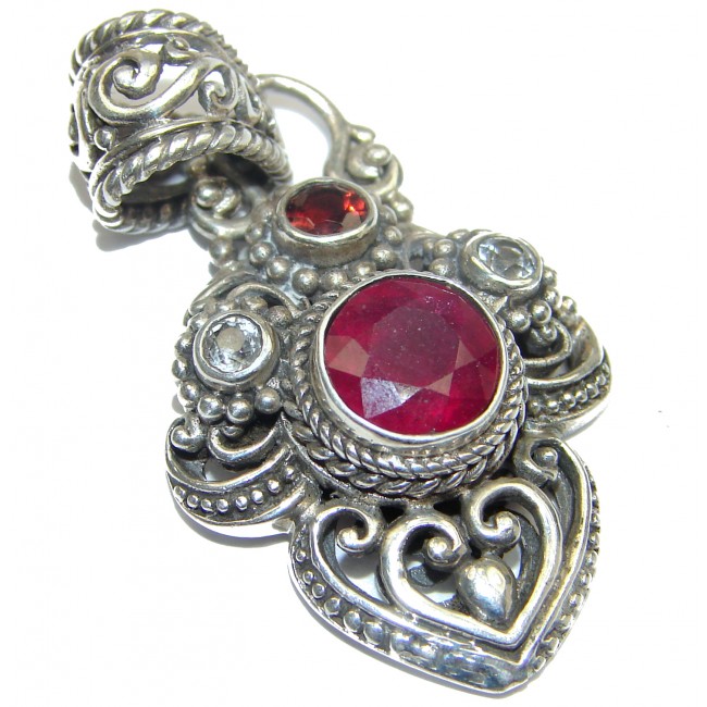 Spectacular Genuine Ruby .925 Sterling Silver handmade Pendant