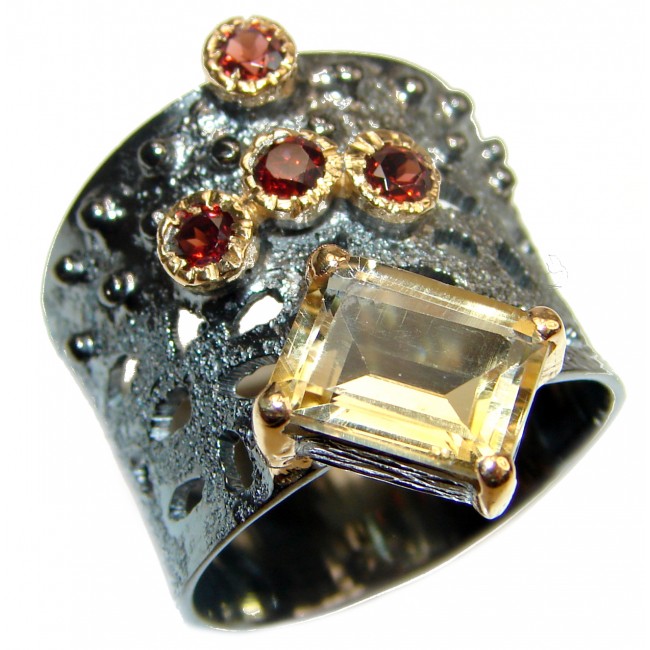 Vintage Style 9ct Natural Citrine 18ct Gold over .925 Sterling Silver handcrafted Ring s. 8