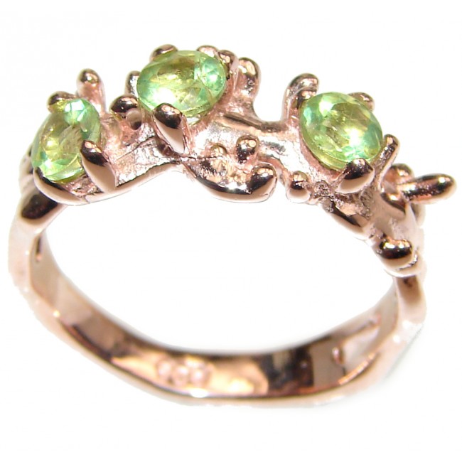 Energizing genuine Peridot .925 Sterling Silver handcrafted Ring size 7