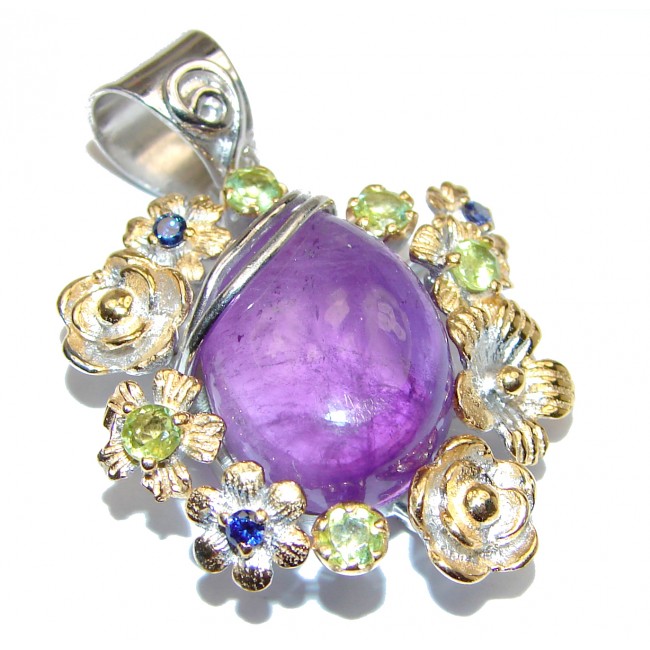 Back to Nature Amethyst 18K Gold over .925 Sterling Silver handcrafted pendant