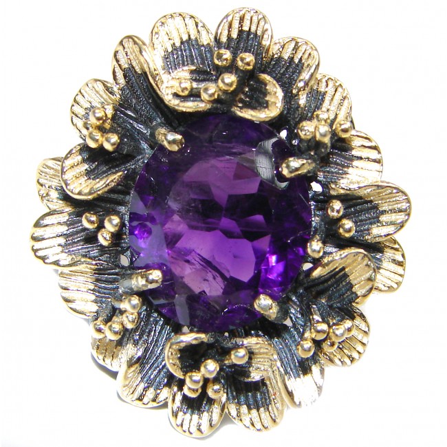 Spectacular 35ct genuine Amethyst .925 Sterling Silver handcrafted Ring size 6
