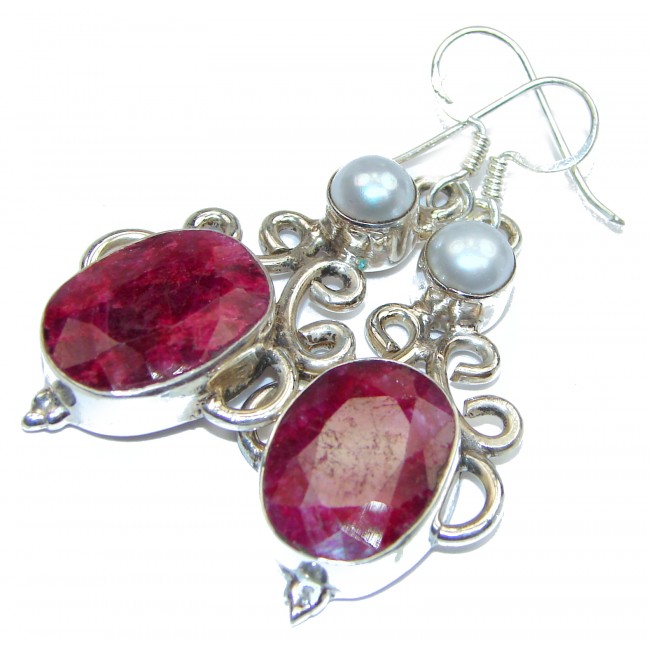Victorian Style Ruby .925 Sterling Silver earrings