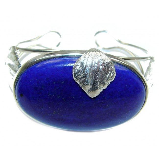 Blue Waves Lapis Lazuli Oxidized .925 Sterling Silver handcrafted Bracelet / Cuff