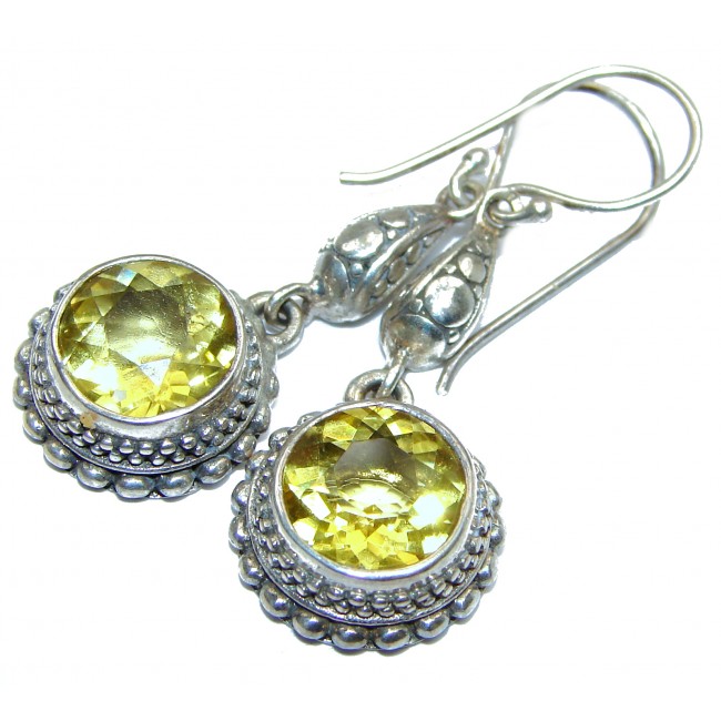 Rare Perception Lemon Quartz .925 Sterling Silver handcrafted earrings