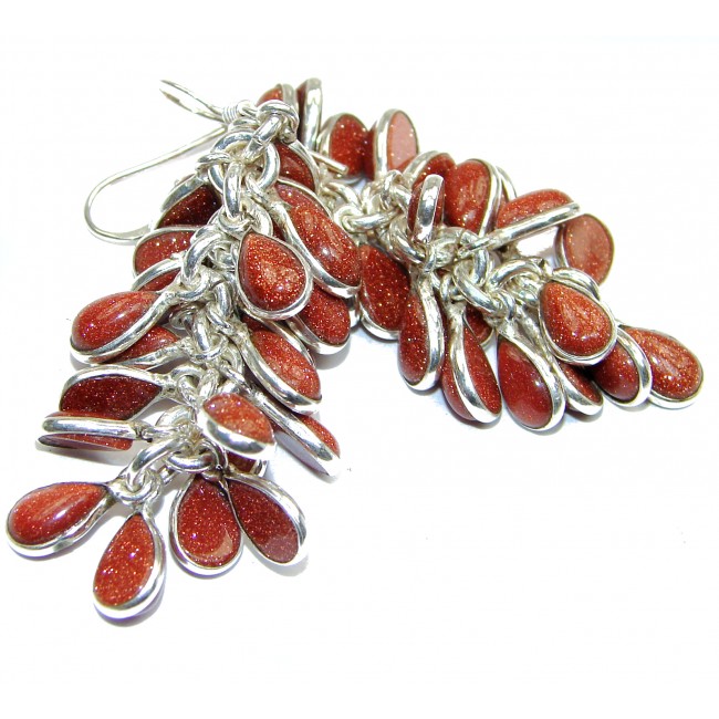 Gorgeous lab. Red sun Sitara .925 Sterling Silver handcrafted Cha- Cha earrings