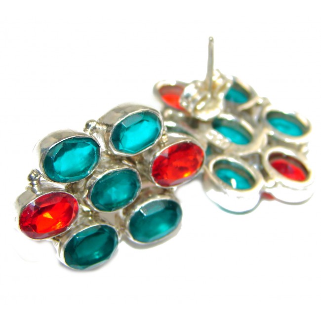 Multicolor simulated Gemstones .925 Sterling Silver handcrafted earrings