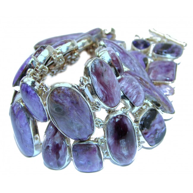 Large Lavender Dreams Authentic Siberian Charoite .925 Sterling Silver handmade Bracelet