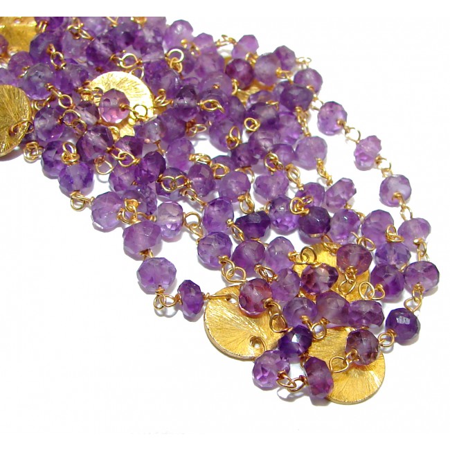 36 inches created Amethyst Gold over Sterling Silver Necklace