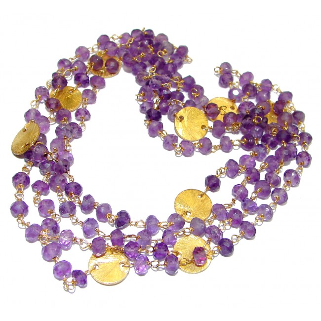 36 inches created Amethyst Gold over Sterling Silver Necklace
