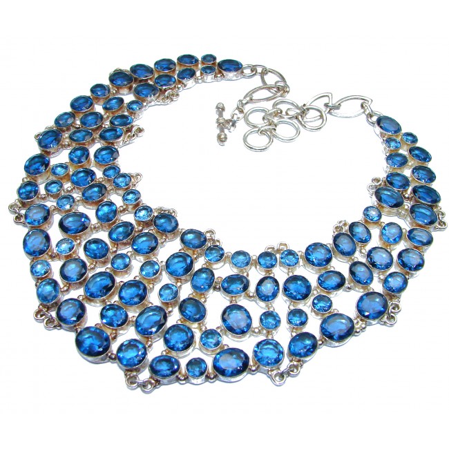 LARGE New Universe Genuine Blue Quartz .925 Sterling Silver handmade necklace