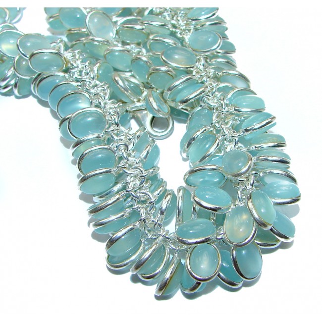 Aura Of Beauty Genuine Chalcedony Agate .925 Sterling Silver handmade CHA- CHA necklace