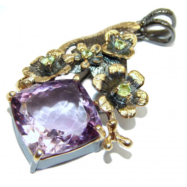 Genuine Amethyst 18K Gold over .925 Sterling Silver handcrafted pendant