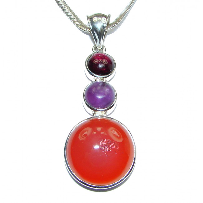 Natural Bold Carnelian .925 Sterling Silver handmade Necklace