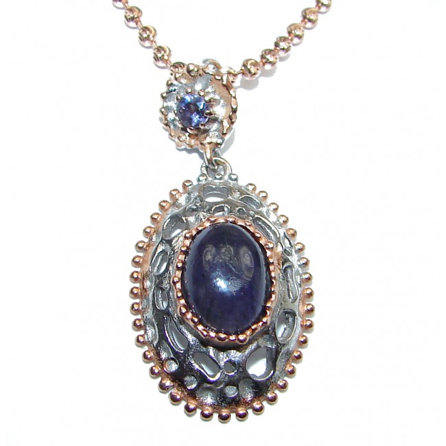 Five Ladybugs Natural Tanzanite 18K Gold over . 925 Silver Necklace