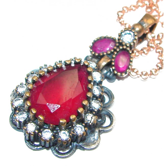CHic Boho Style created Ruby .925 Sterling Silver handmade necklace