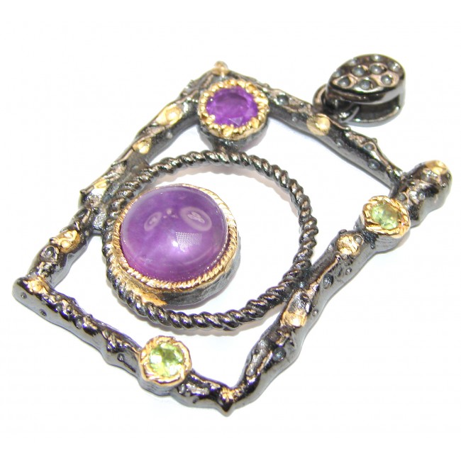 Spectacular Amethyst 18K Gold over .925 Sterling Silver handcrafted pendant