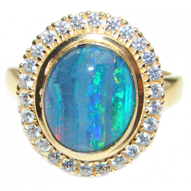 Australian Doublet Opal 18K Gold over .925 Sterling Silver handcrafted ring size 8 1/4