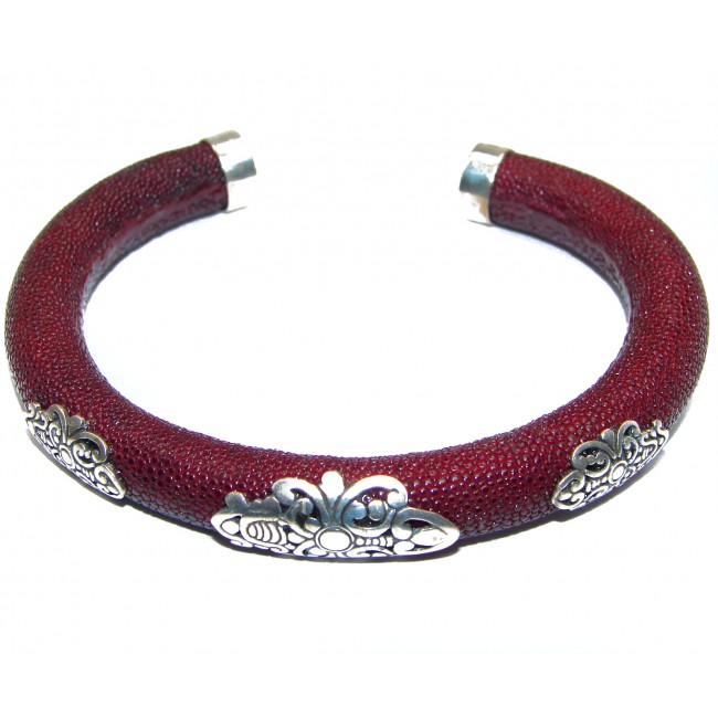 .925 Sterling Silver Stingray Leather Handmade bracelet