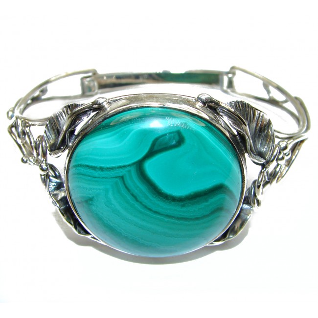 Fabulous Great Green Malachite .925 Sterling Silver handcrafted Bracelet / Cuff
