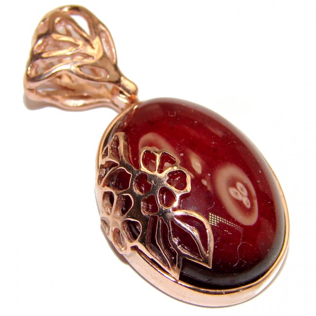 Beautiful genuine 40ctw Garnet 18ct Rose Gold over .925 Sterling Silver handcrafted Pendant