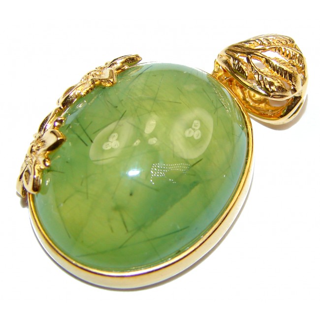 Beautiful genuine Prehnite 18ct Gold over .925 Sterling Silver handcrafted Pendant-