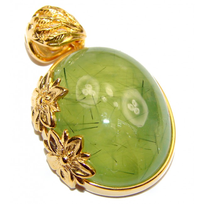 Beautiful genuine Prehnite 18ct Gold over .925 Sterling Silver handcrafted Pendant-
