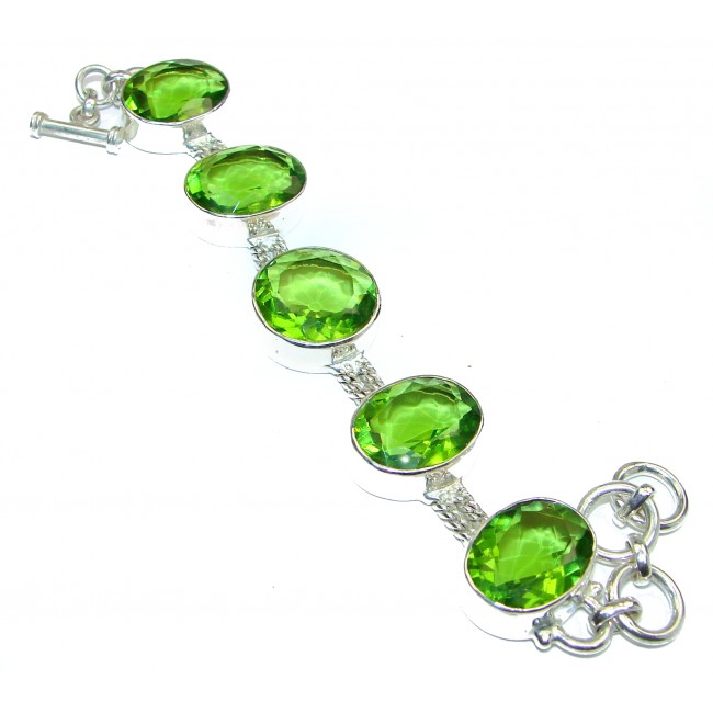 Posh Green Quartz .925 Sterling Silver handmade Bracelet