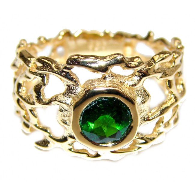 Natural Chrome Diopside 24K Rose Gold over .925 Sterling Silver Statement ring size 8