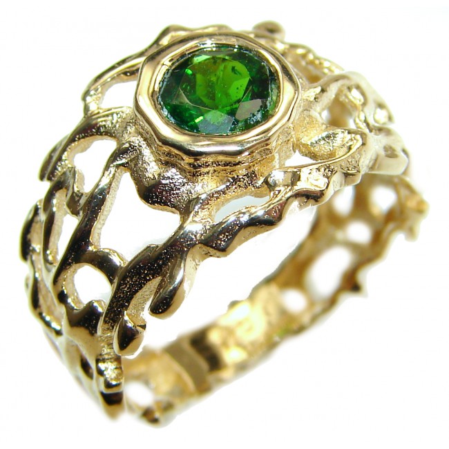 Natural Chrome Diopside 24K Rose Gold over .925 Sterling Silver Statement ring size 8