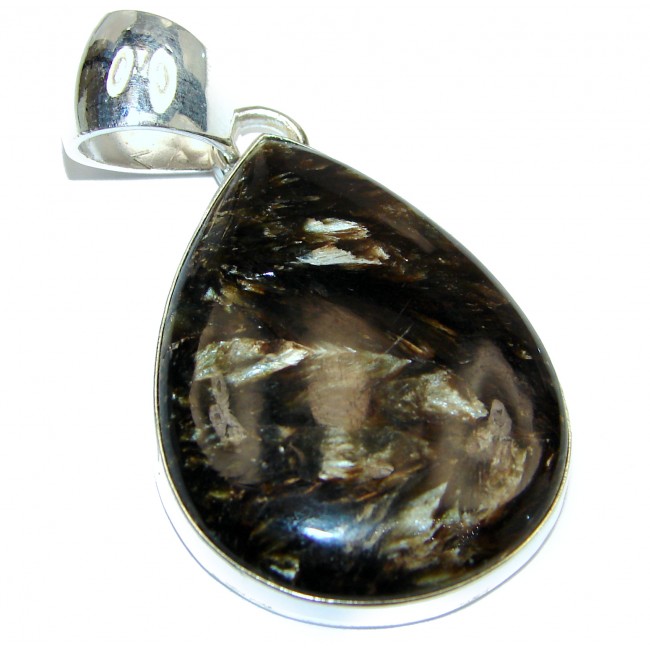 Genuine Silky Black Pietersite .925 Sterling Silver handmade pendant