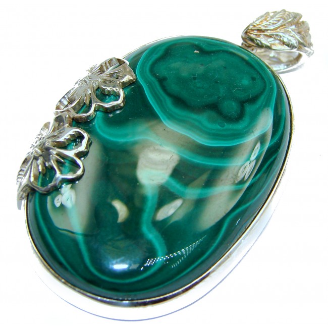 LARGE Top Quality authentic Malachite .925 Sterling Silver handmade Pendant