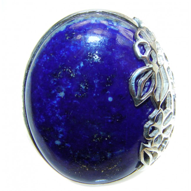 Large Natural Lapis Lazuli .925 Sterling Silver handcrafted ring size 7 adjustable