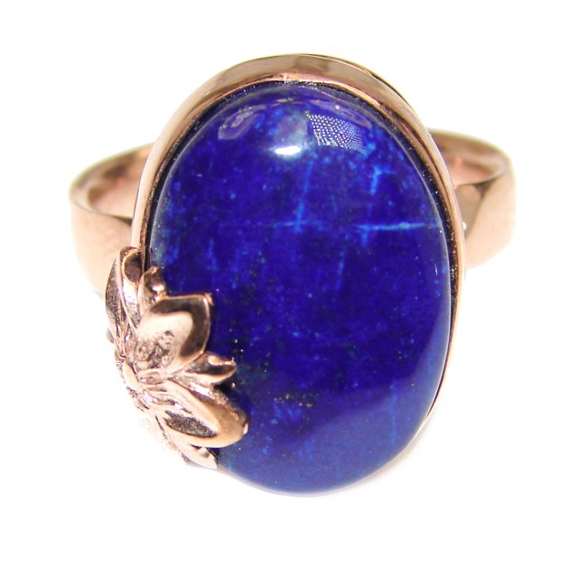 Authentic Lapis Lazuli 18K Gold over .925 Sterling Silver handcrafted ring size 8 adjustable