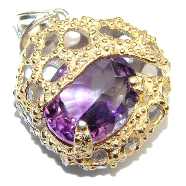 Spectacular ! Amethyst 18K Gold over .925 Sterling Silver handcrafted pendant