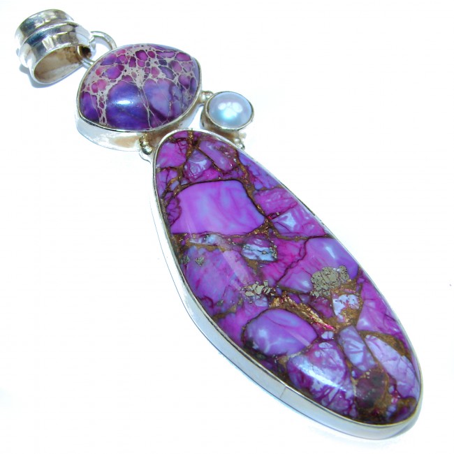 Large Genuine Purple Turquoise .925 Sterling Silver handcrafted Pendant