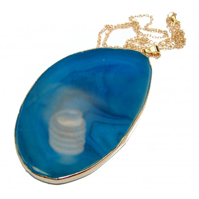 Oversized genuine Botswana Agate .925 Sterling Silver handcrafted necklace