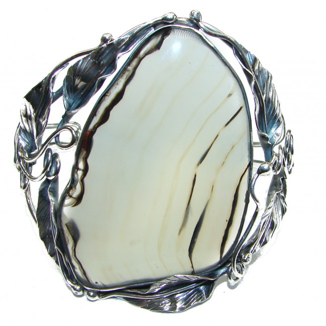 Huge Botswana Agate oxidized .925 Sterling Silver handcrafted Bracelet