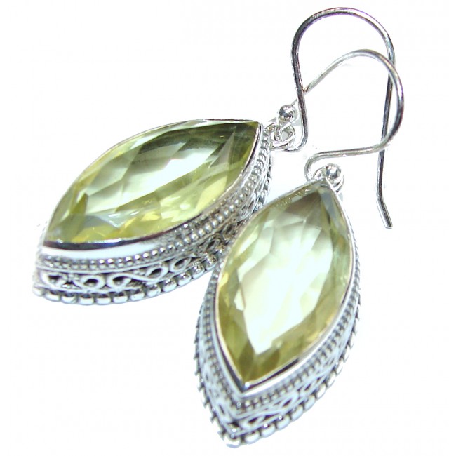 Rare Perception Lemon Quartz .925 Sterling Silver handcrafted earrings