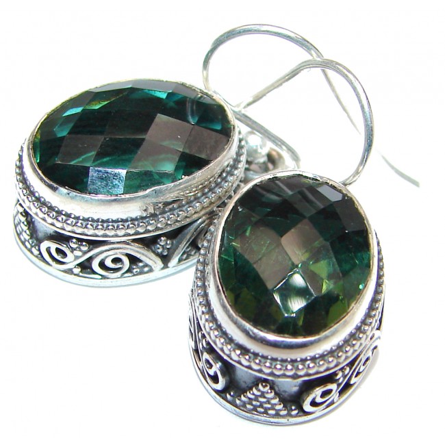 Authentic Green Quartz .925 Sterling Silver handmade earrings