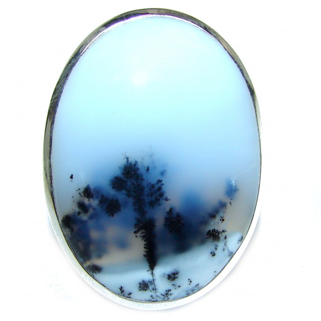 LARGE Top Quality Dendritic Agate .925 Sterling Silver hancrafted Ring s. 9