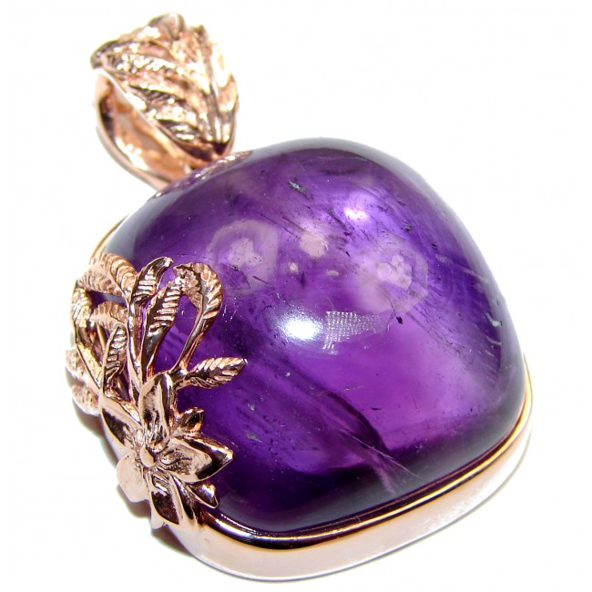 Top Quality Natural 102 ct Amethyst Rose Gold over .925 Sterling Silver handmade Pendant