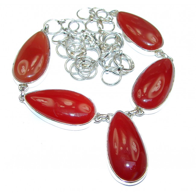 Genuine Carnelian .925 Sterling Silver handcrafted Necklace