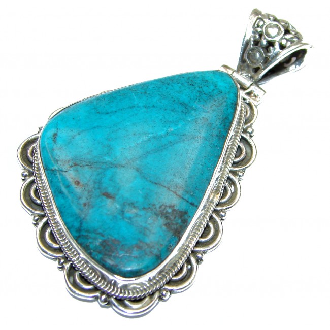 Large Exquisite authentic Turquoise .925 Sterling Silver handmade Pendant