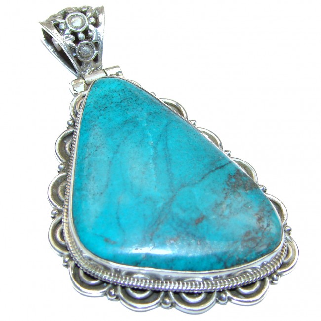 Large Exquisite authentic Turquoise .925 Sterling Silver handmade Pendant