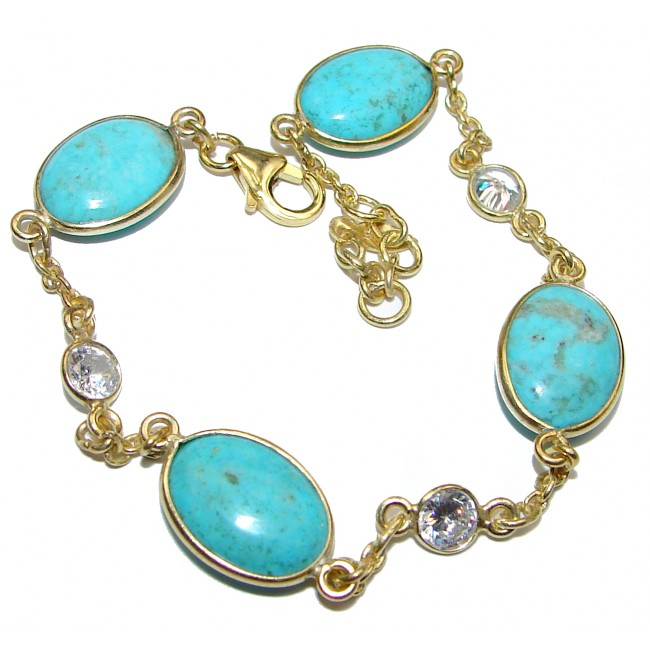 Natural Sleeping Beauty Turquoise .925 Sterling Silver handmade Bracelet