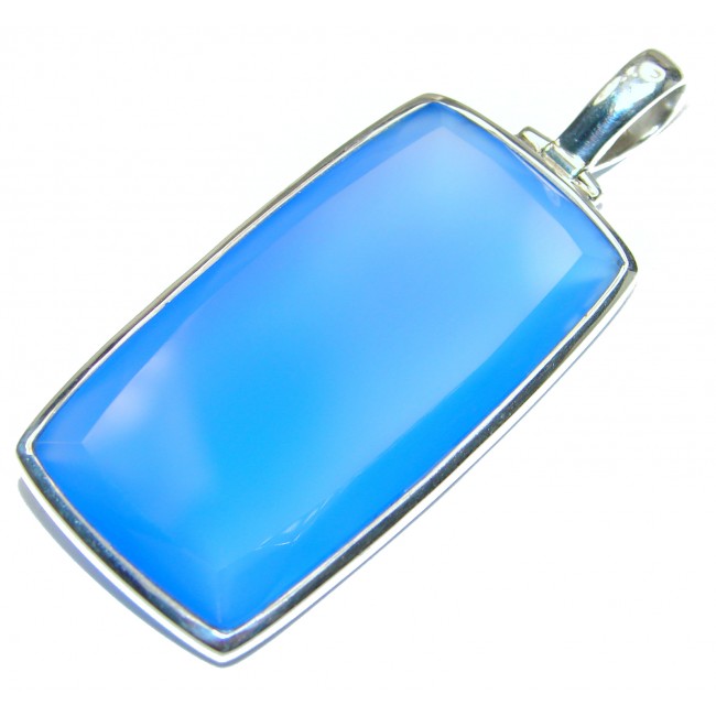 Huge Natural Chalcedony Agate .925 Sterling Silver handmade Pendant