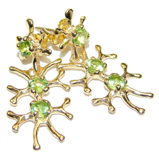 Authentic Peridot Gold over .925 Sterling Silver handmade earrings