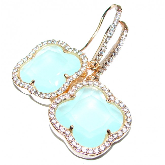 Classy Clover Mint Topaz 18K Gold over .925 Sterling Silver handcrafted earrings